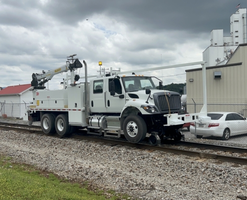Heavy-duty rail gear on a truck